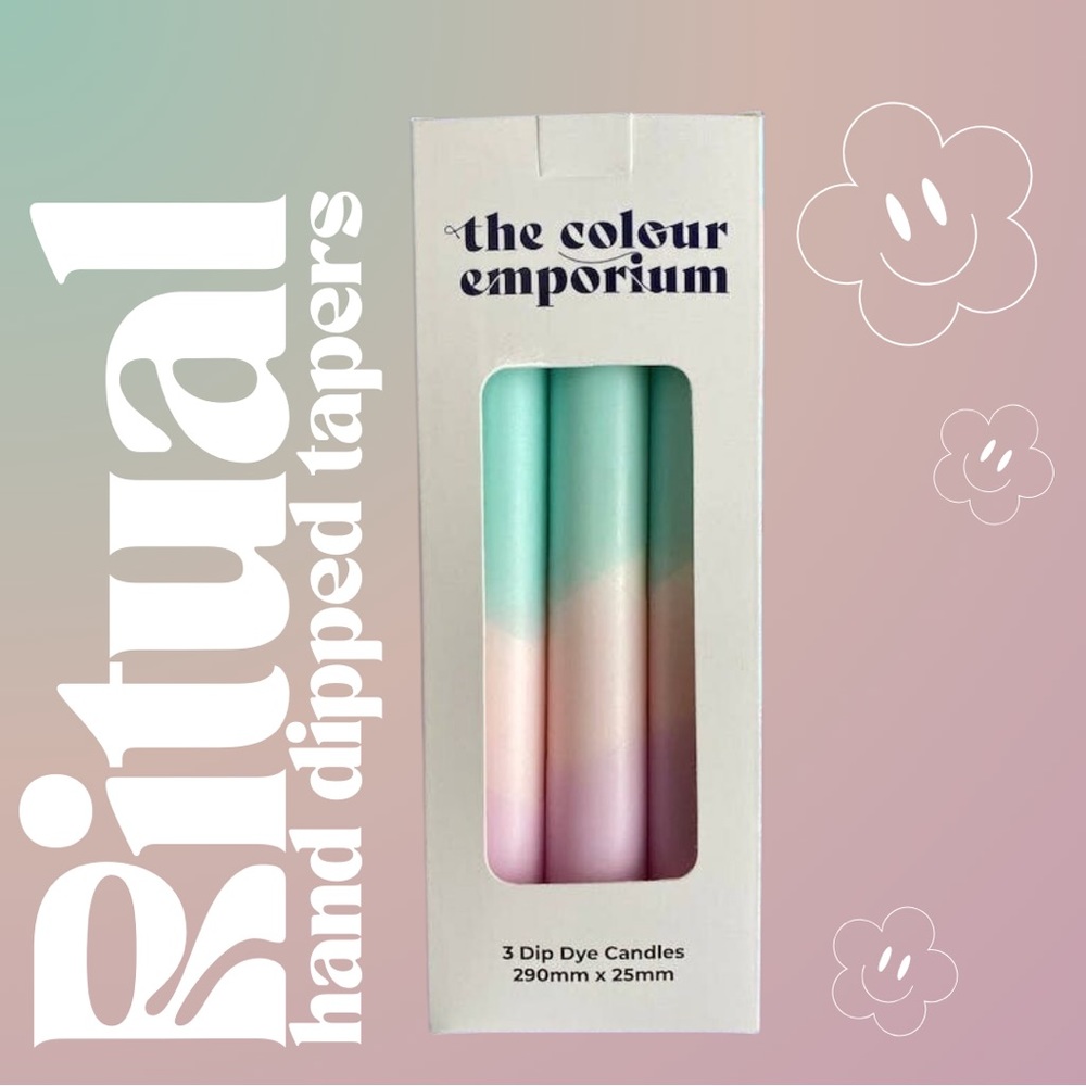 The Colour Emporium Dipped Candle Trio (teal/blush)